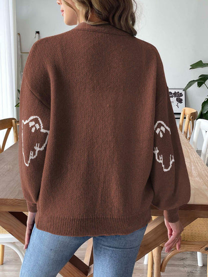 V-Neck Dropped Shoulder Cardigan Carauana Store