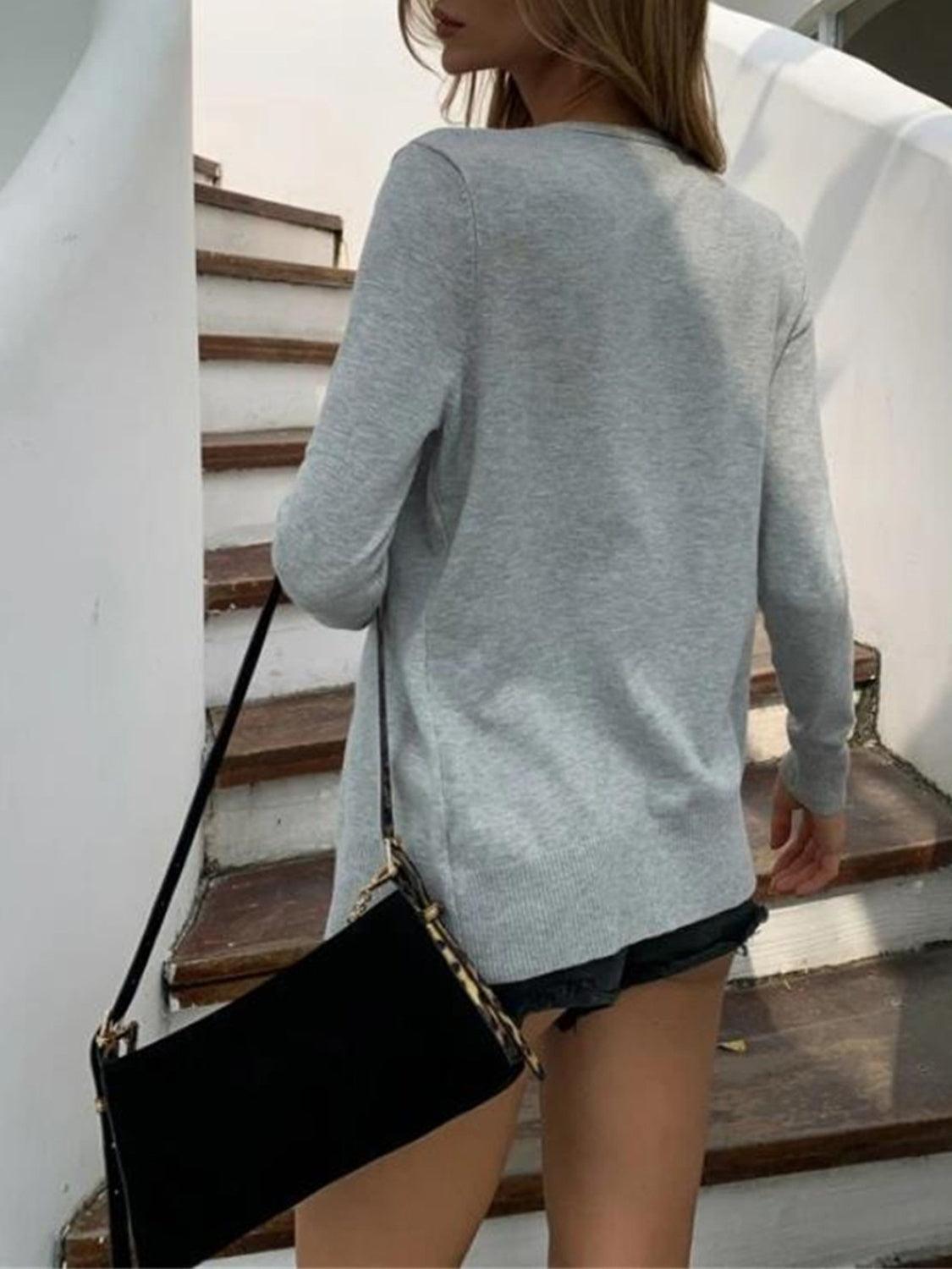 Button Up Long Sleeve Cardigan Carauana Store