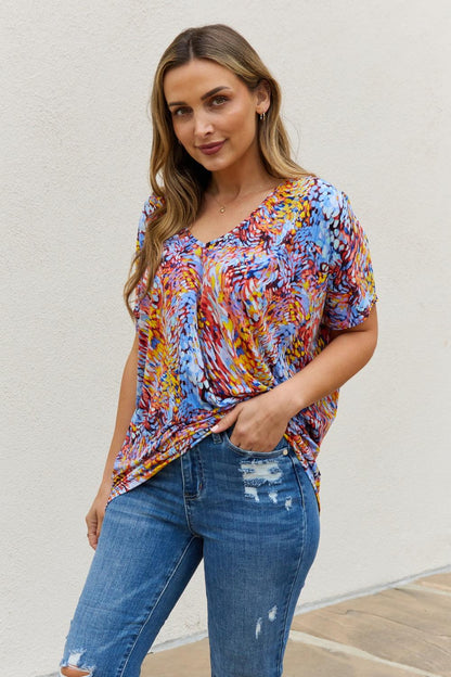 Be Stage Full Size Printed Dolman Flowy Top Carauana Store