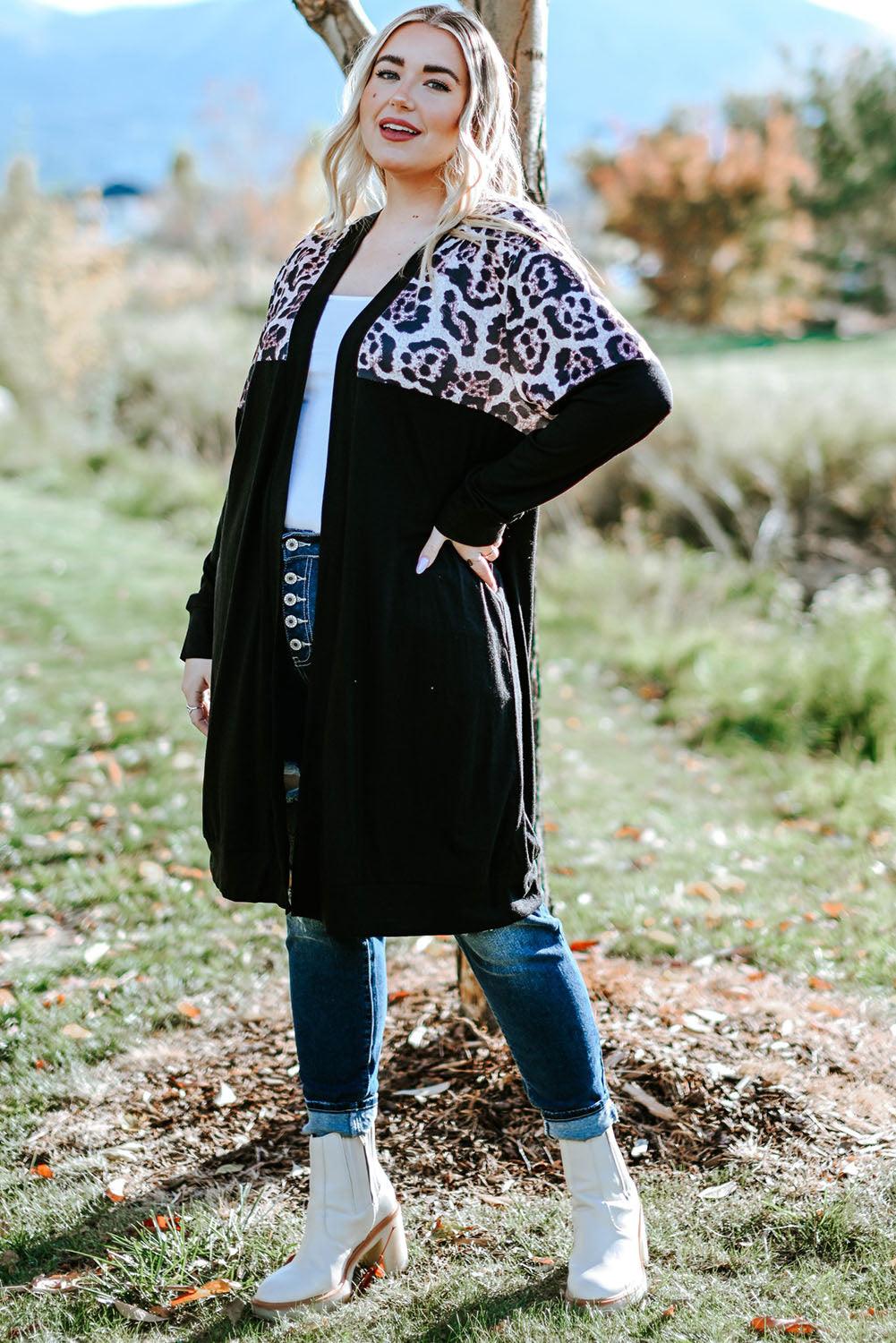 Plus Size Open Front Dropped Shoulder Cardigan Carauana Store