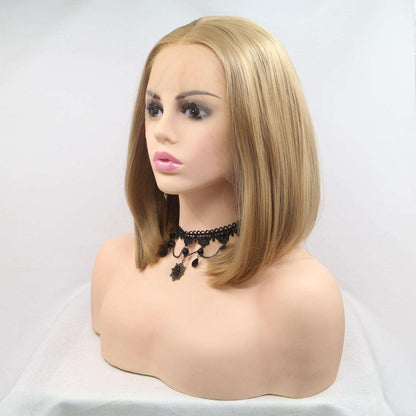 13*3" Lace Front Wigs Synthetic Mid-length Straight 12" 130% Density Carauana Store