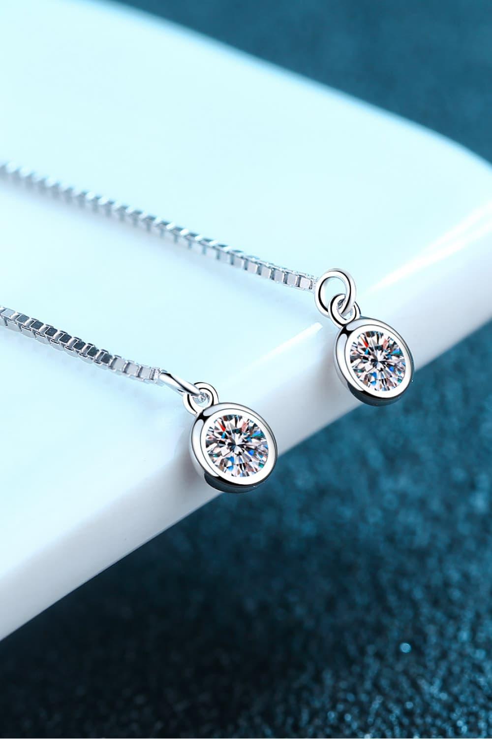 Moissanite 925 Sterling Silver Threader Earrings Carauana Store