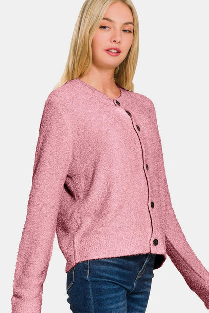 Zenana Button Down Long Sleeve Sweater Cardigan Carauana Store