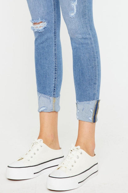 Kancan Distressed Cat's Whiskers Button Fly Jeans Carauana Store