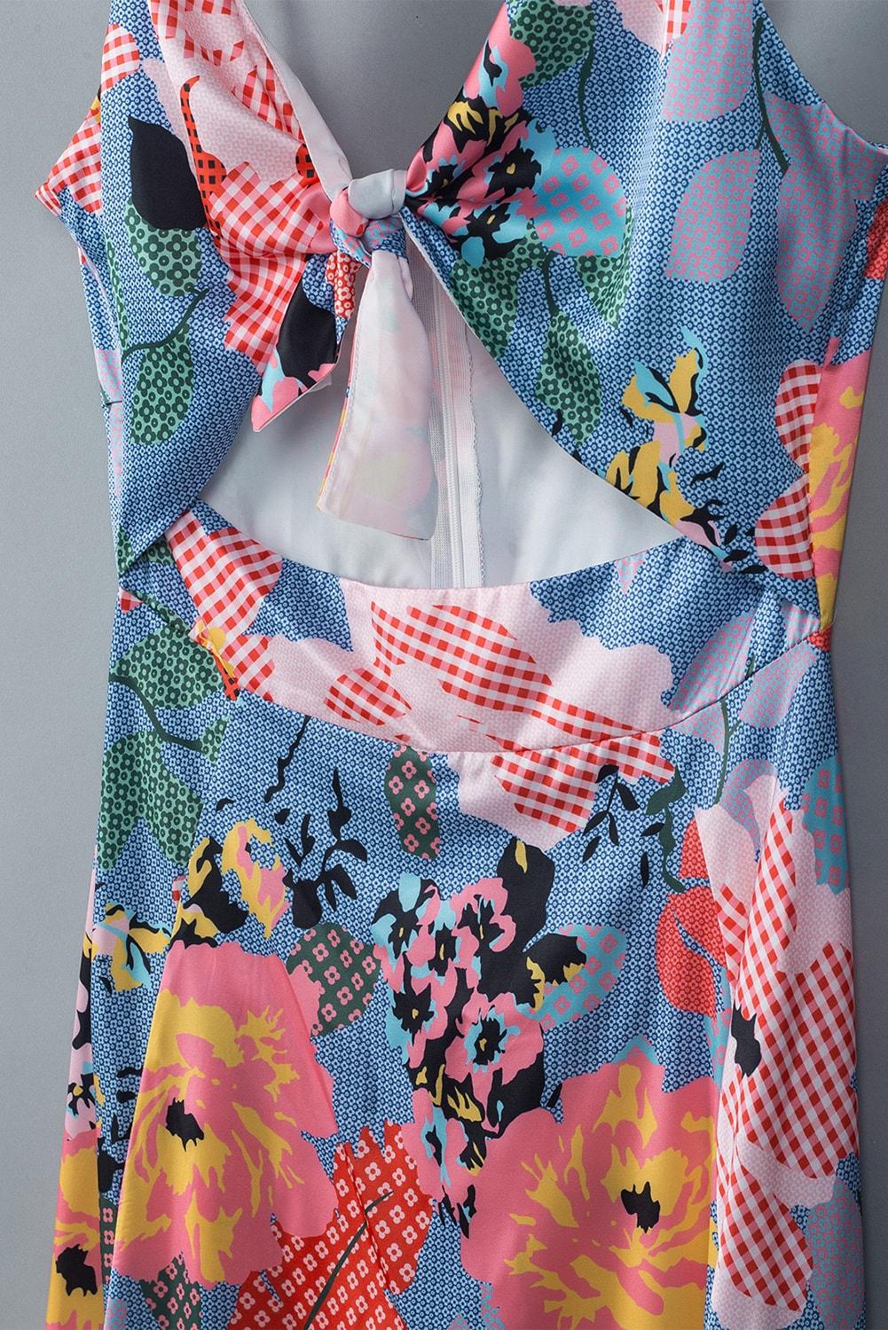 Floral Tied Cutout Split Spaghetti Strap Dress Carauana Store