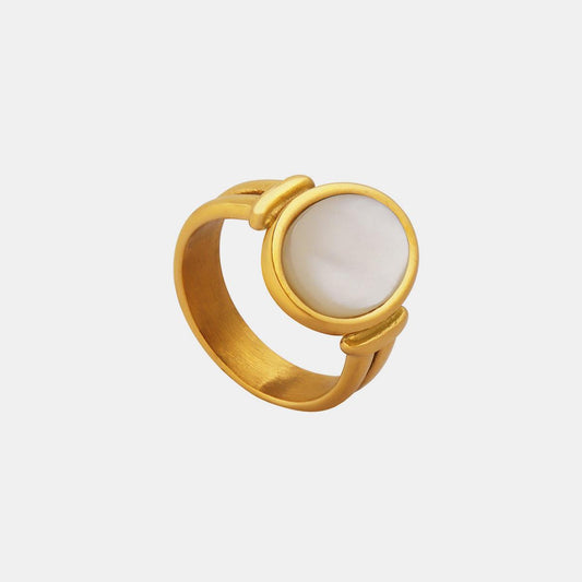 Titanium Steel White Sea Shell Ring Carauana Store
