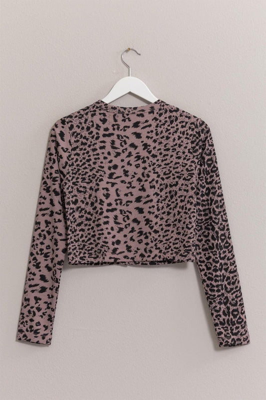 HYFVE Animal Print Snap Down Crop Cardigan Carauana Store