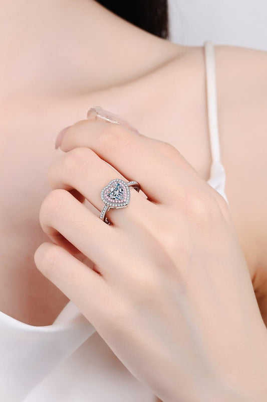 1 Carat Moissanite Heart 925 Sterling Silver Ring Carauana Store