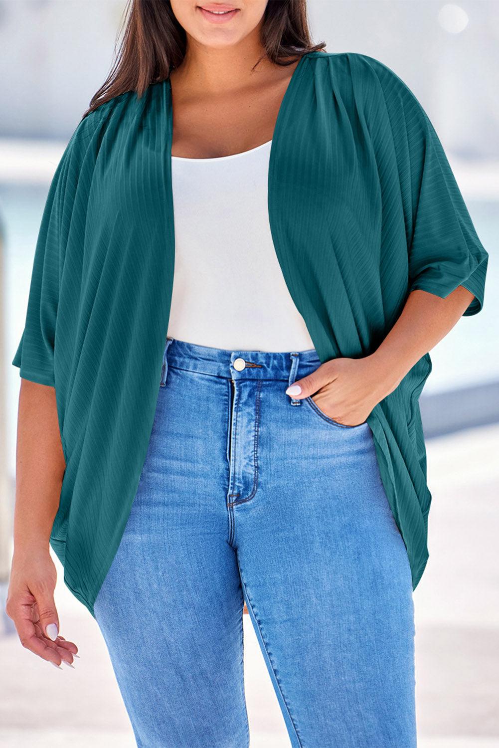 Plus Size Ribbed Cocoon Cover Up Carauana Store