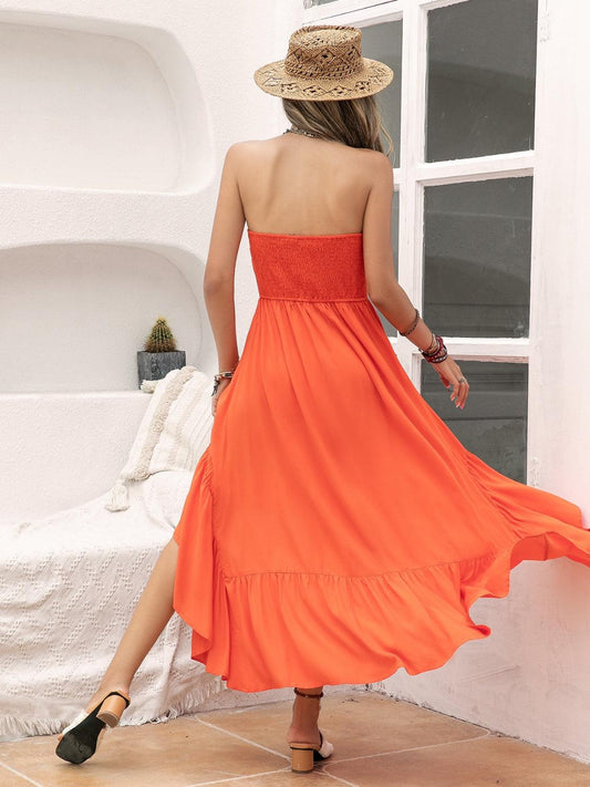 High-Low Ruched Tube Dress Carauana Store