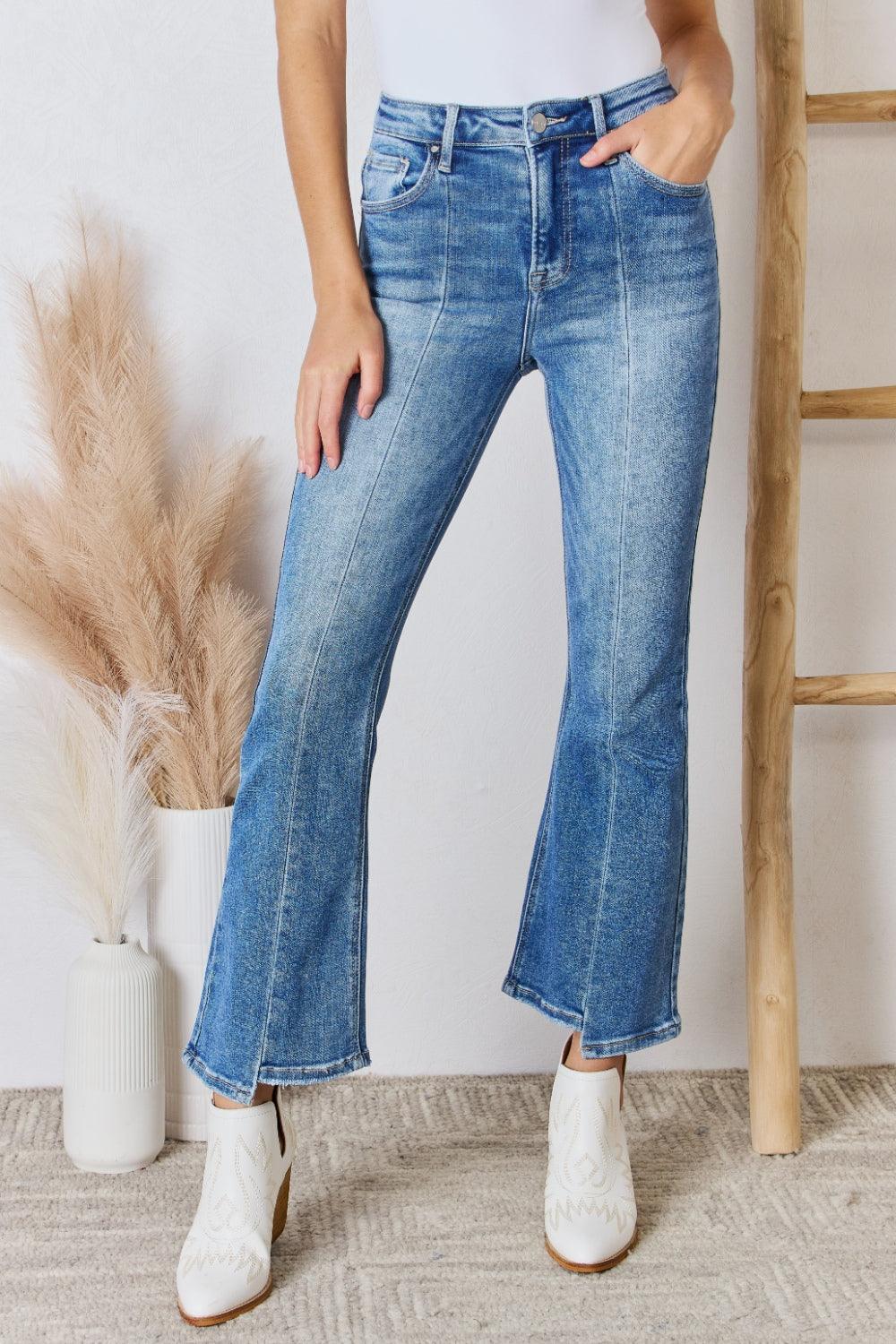 RISEN Full Size High Rise Ankle Flare Jeans Carauana Store