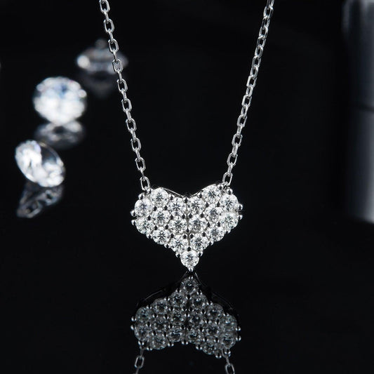 Moissanite 925 Sterling Silver Heart Necklace Carauana Store