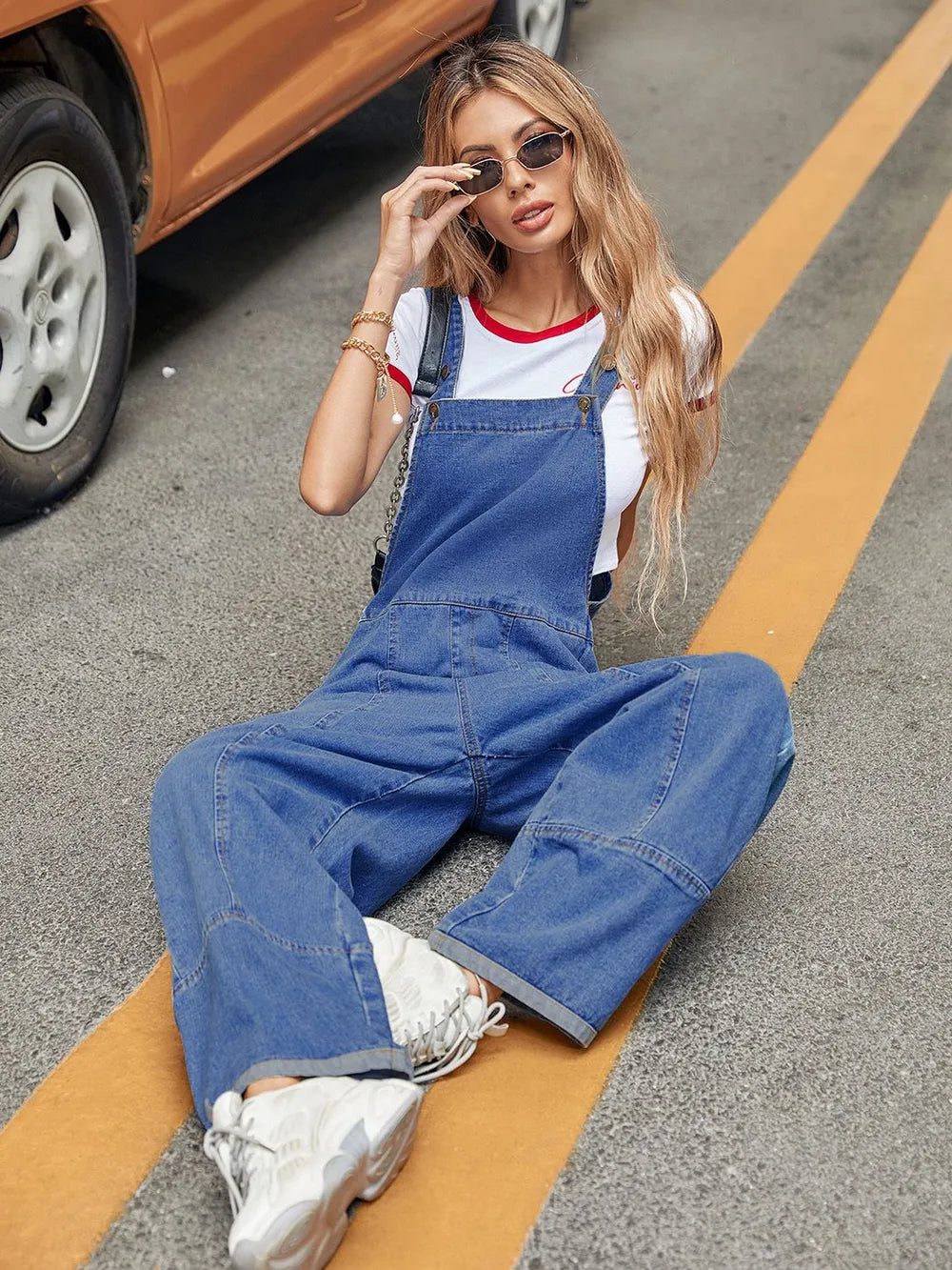 Wide Strap Wide Leg Denim Overalls Carauana Store
