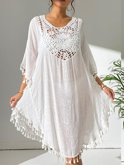 Tassel Cutout Scoop Neck Cover-Up Dress Carauana Store