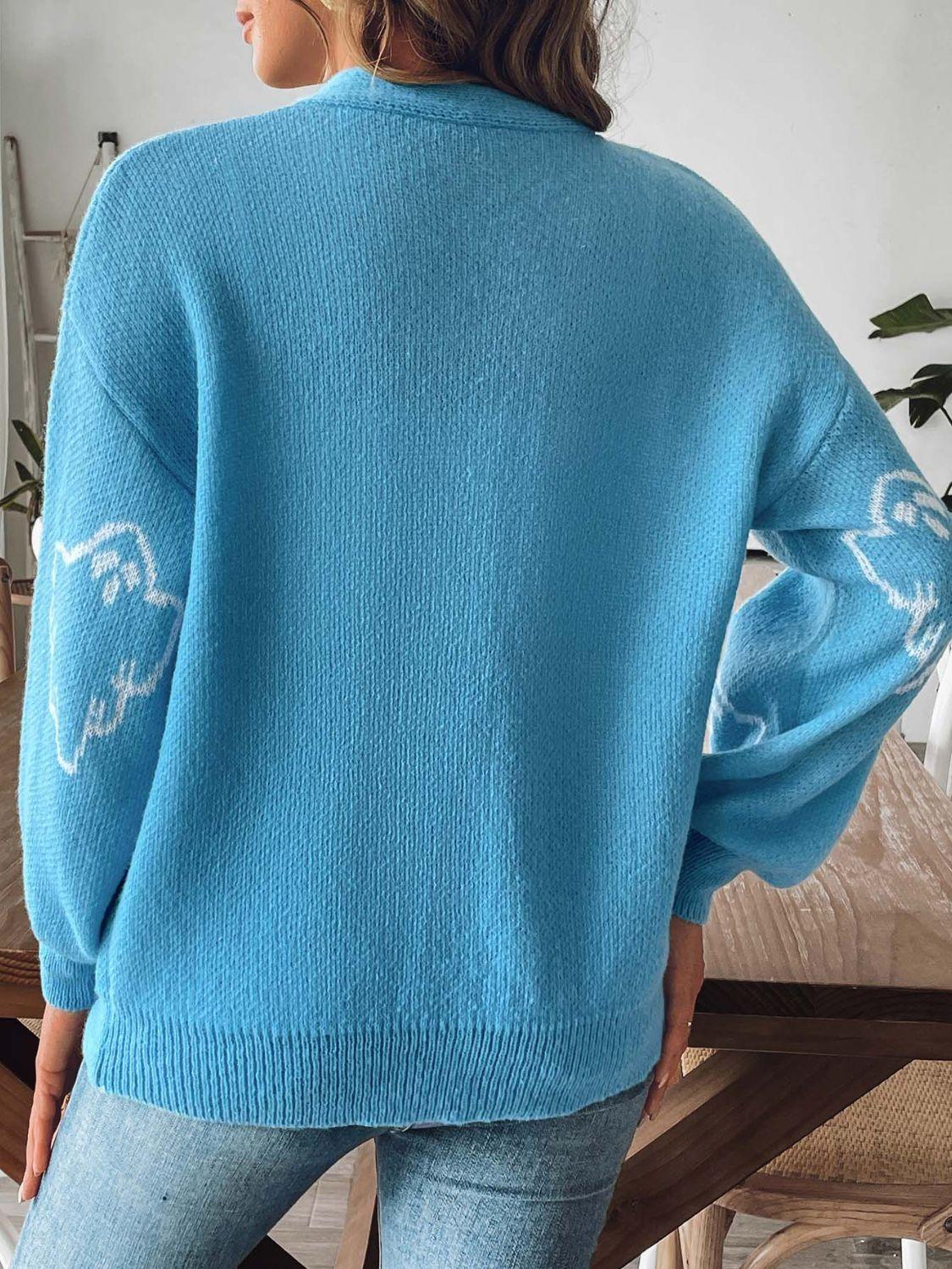 V-Neck Dropped Shoulder Cardigan Carauana Store
