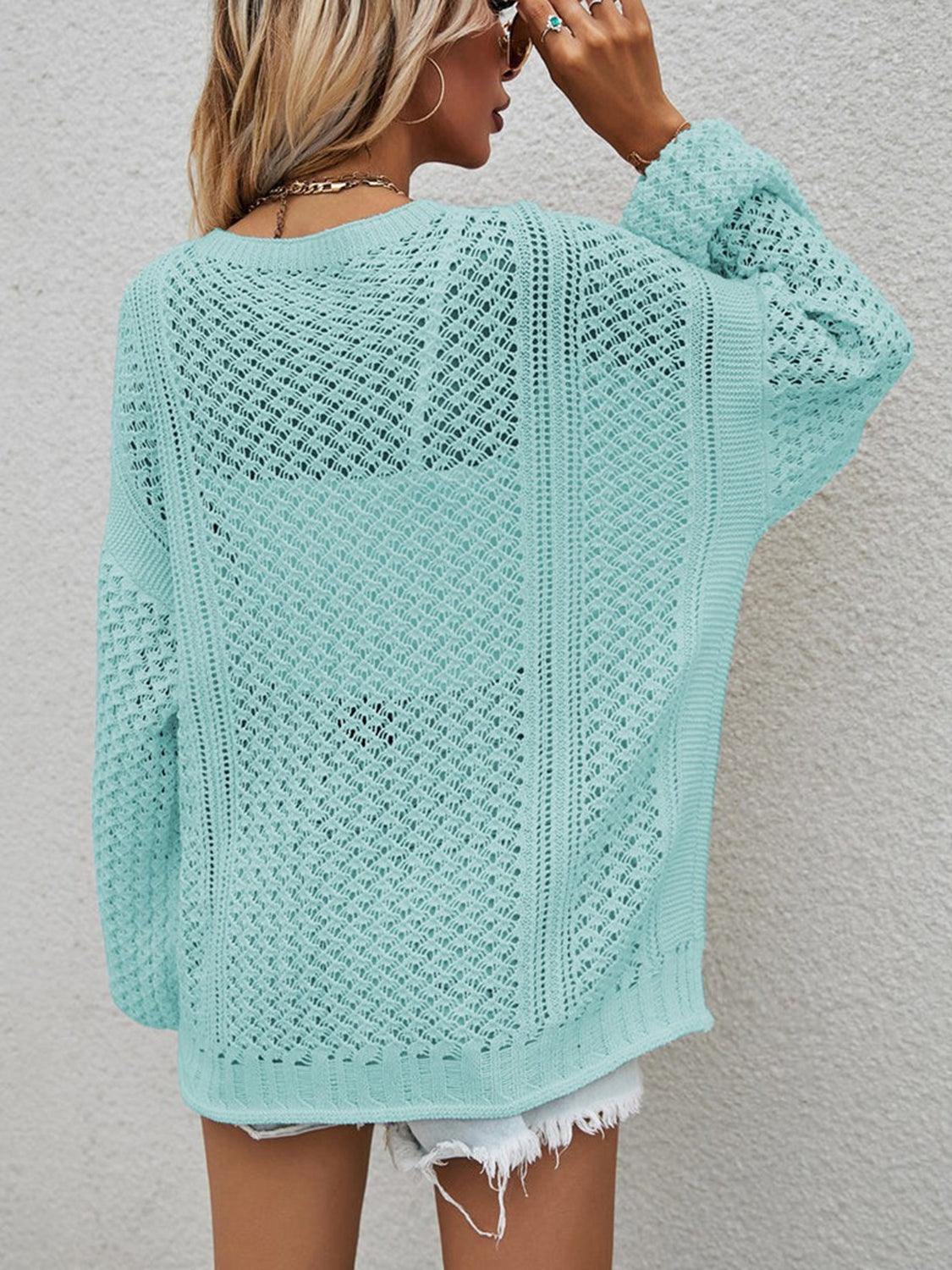 Openwork Button Front Cardigan Carauana Store