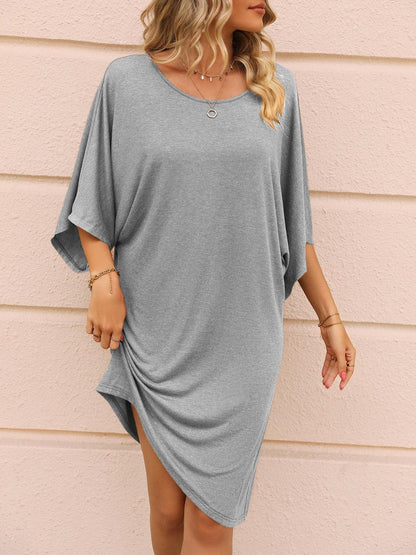 Round Neck Three-Quarter Sleeve Tee Dress Carauana Store