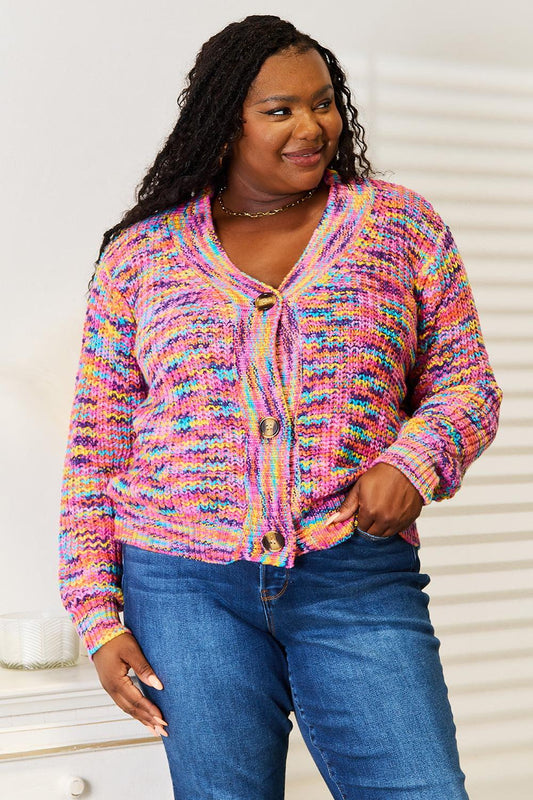 Angel Wings Woven Right V-Neck Long Sleeve Cardigan Carauana Store