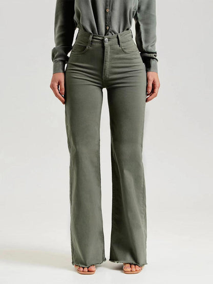 Buttoned Raw Hem Jeans with Pockets Carauana Store