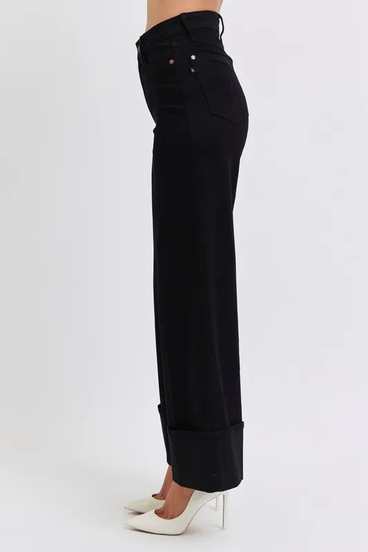 Judy Blue Full Size High Waist Reto Wide Leg W/ Cuff Plus Size Carauana Store