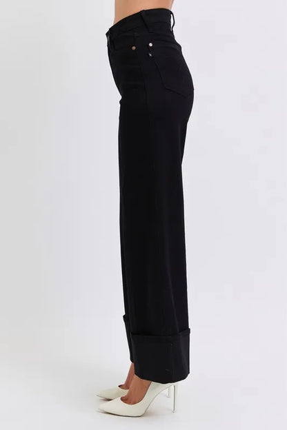 Judy Blue Full Size High Waist Reto Wide Leg W/ Cuff Plus Size Carauana Store