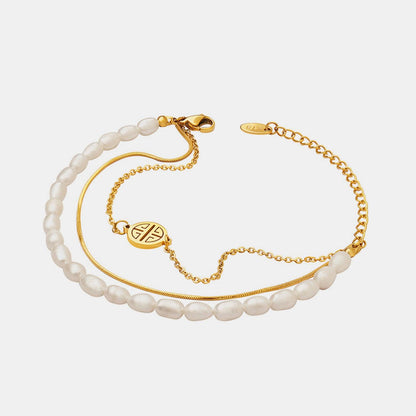 Titanium Steel Three-Layered Pearl Bracelet Carauana Store