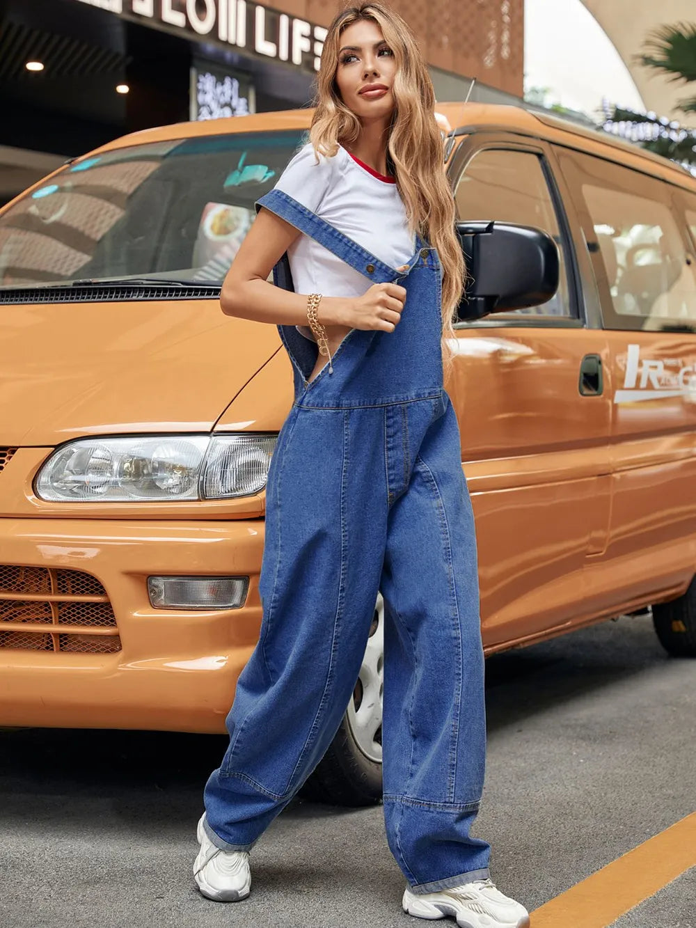 Wide Strap Wide Leg Denim Overalls Carauana Store
