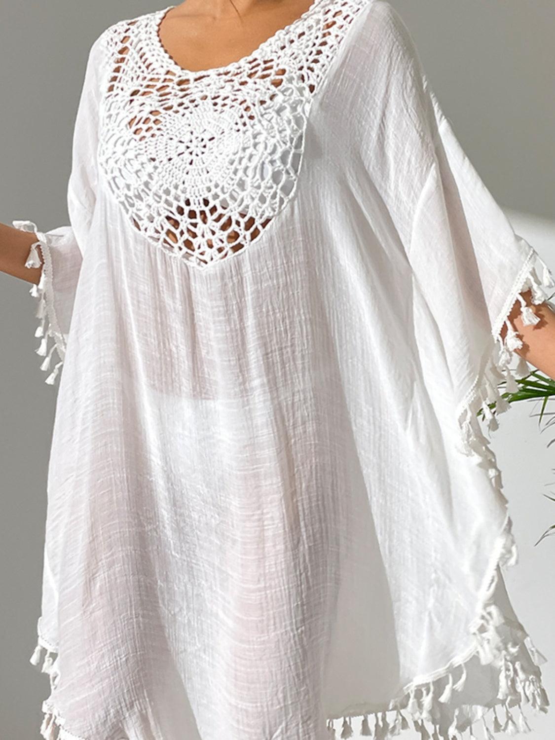 Tassel Cutout Scoop Neck Cover-Up Dress Carauana Store