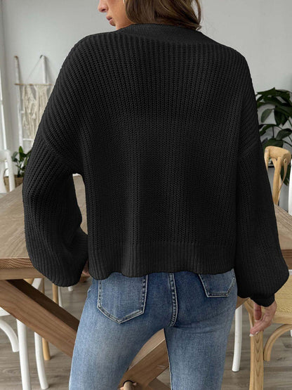Heart Button Down V-Neck Long Sleeve Cardigan Carauana Store