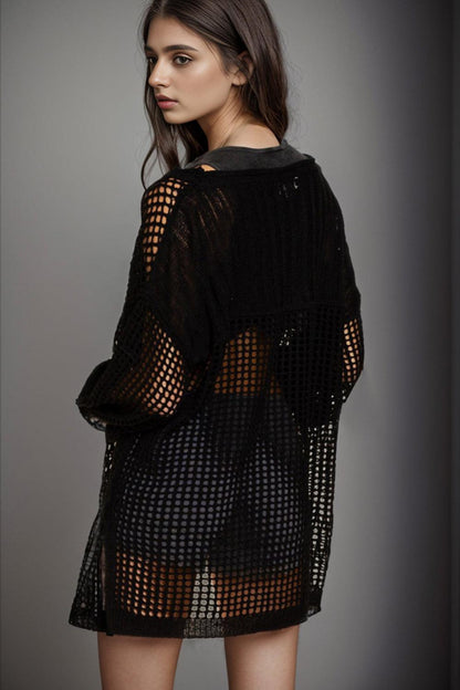 Cutout Boat Neck Dropped Shoulder Cover Up Carauana Store