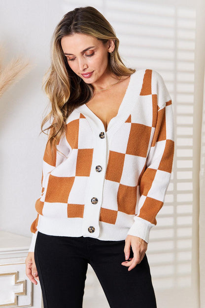 Angel Wings Double Take Button-Up V-Neck Dropped Shoulder Cardigan Carauana Store