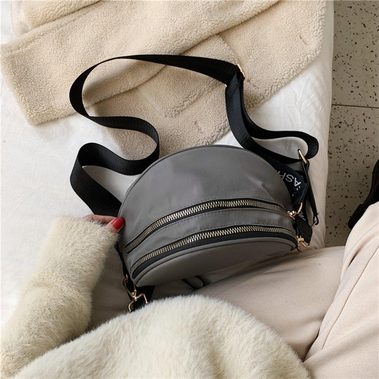 Double Zip Nylon Crossbody Bag Carauana Store