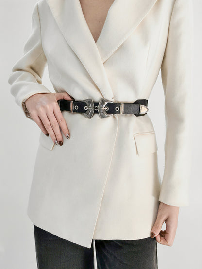 Double Buckle PU Leather Belt Carauana Store