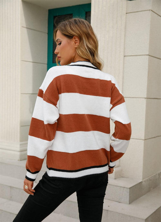 Angel Wings Color Block V-Neck Long Sleeve Cardigan Carauana Store