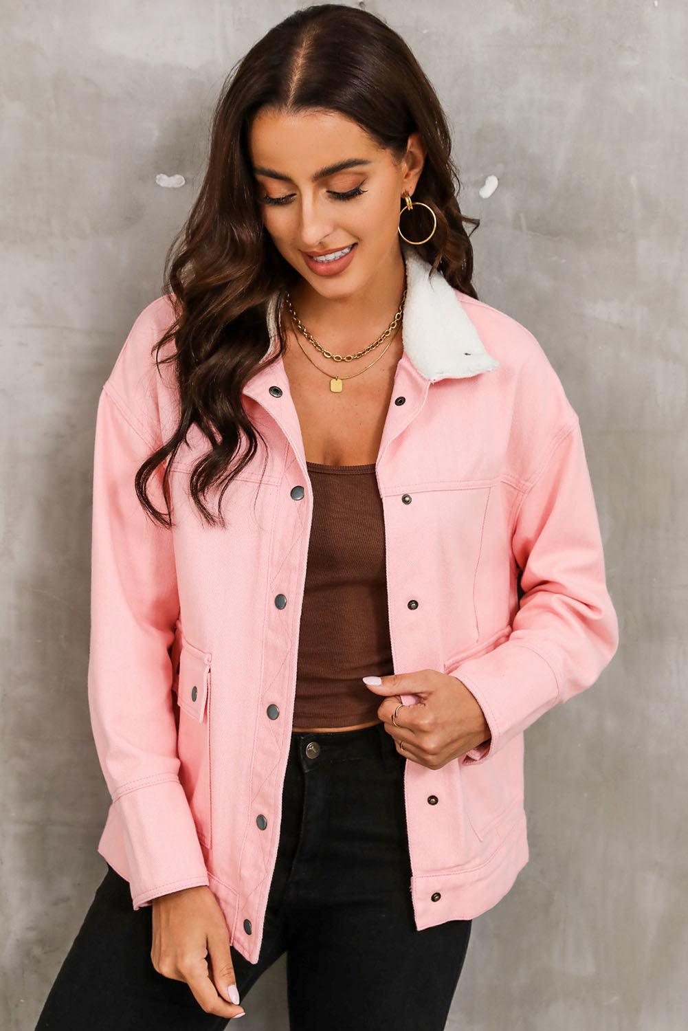 Snap Down Dropped Shoulder Denim Jacket Carauana Store