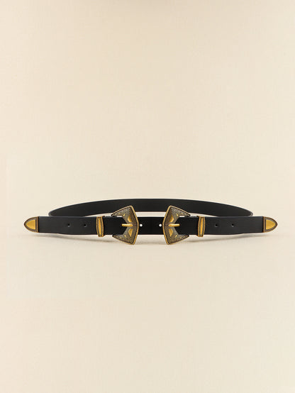 Double Buckle PU Leather Belt Carauana Store
