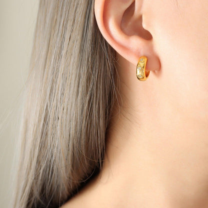 Zircon Titanium Steel Huggie Earrings Carauana Store