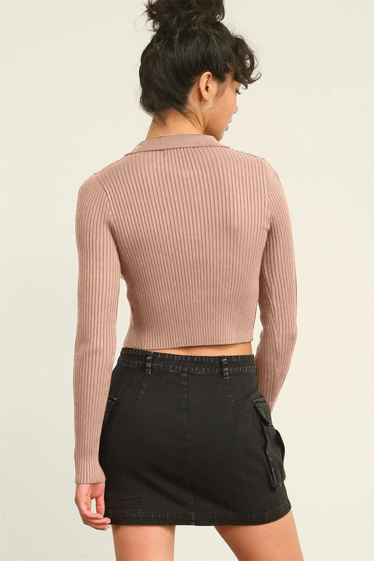 HYFVE Ribbed Double Zip Cropped Cardigan Carauana Store