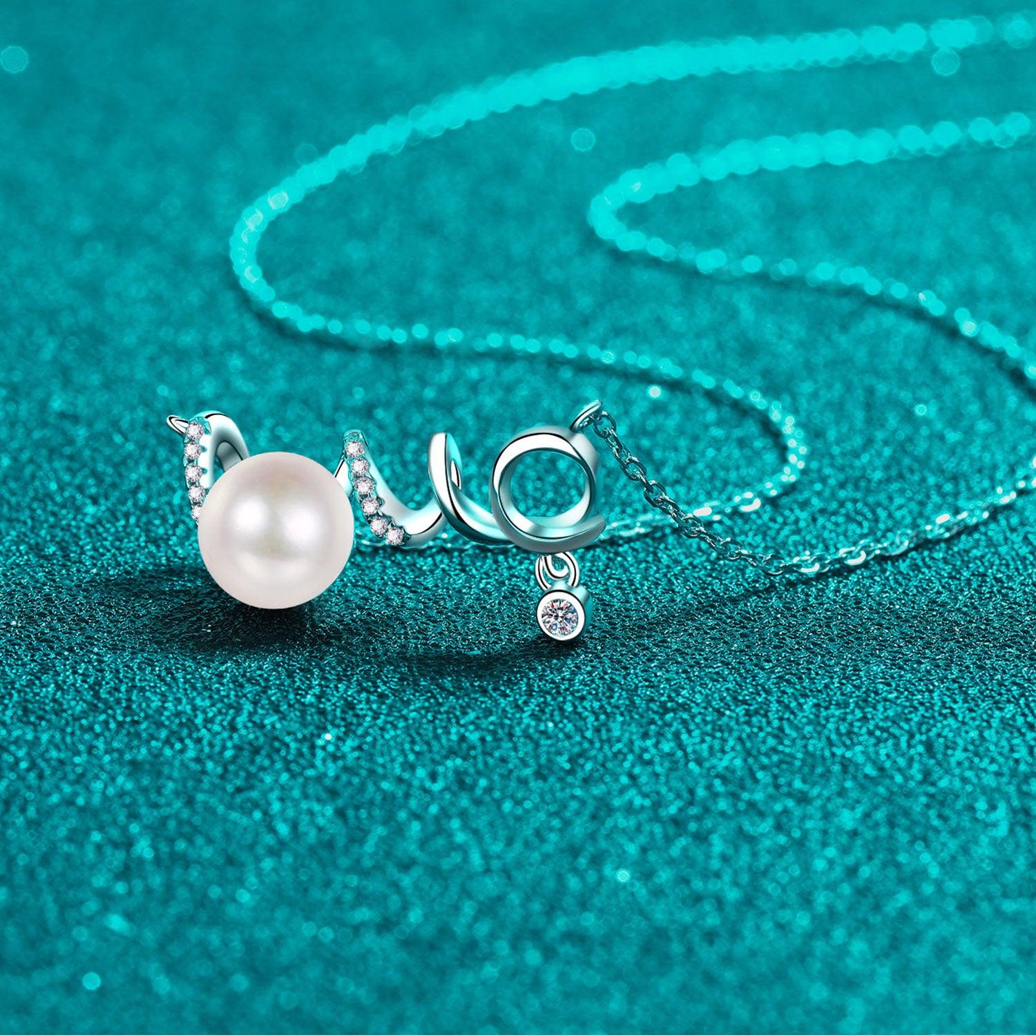 Natural Pearl Moissanite 925 Sterling Silver Necklace Carauana Store