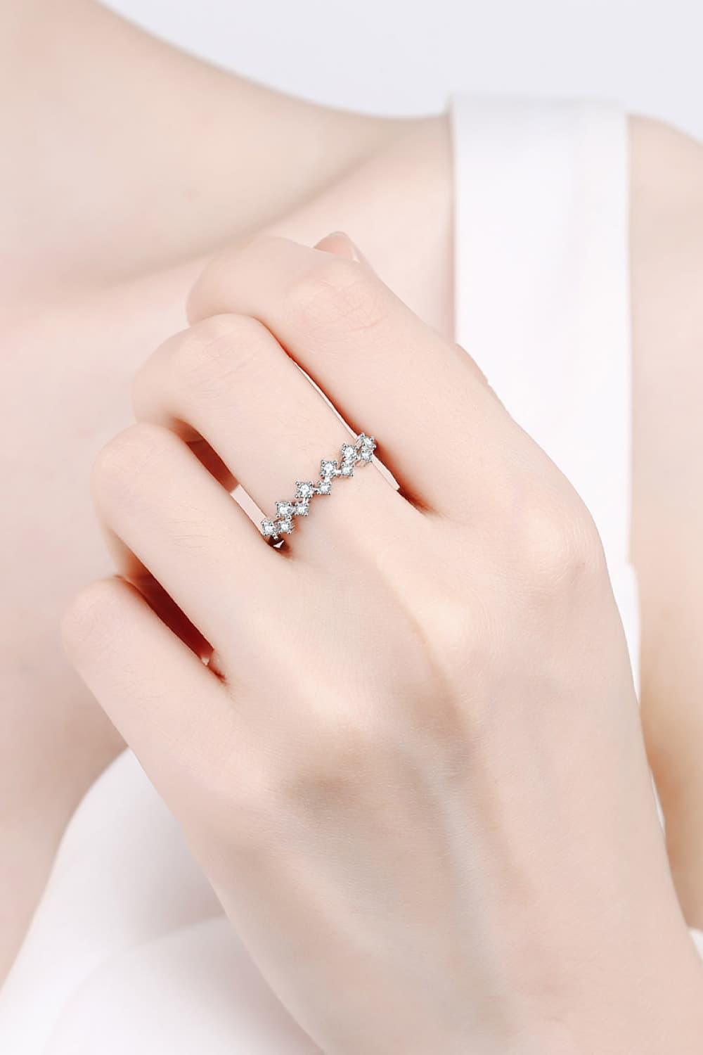 Moissanite Rhodium-Plated Half-Eternity Ring Carauana Store