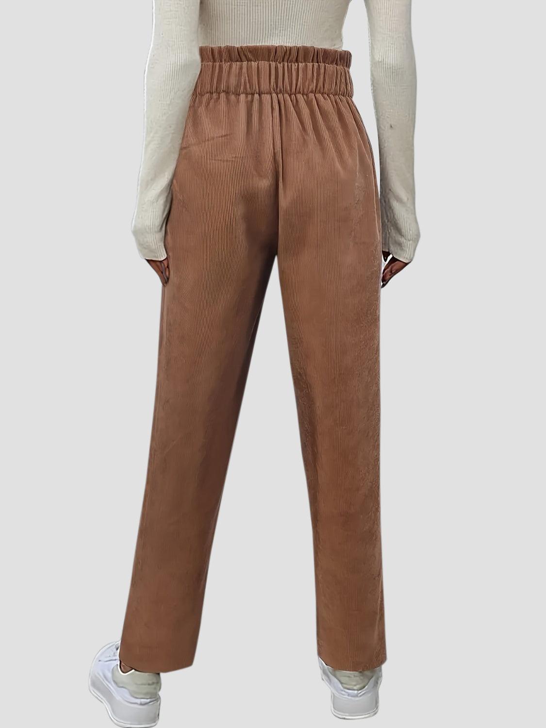 Decorative Button High Waist Pants Carauana Store