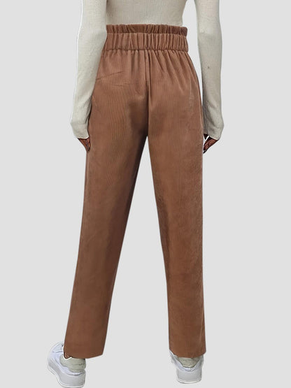 Decorative Button High Waist Pants Carauana Store
