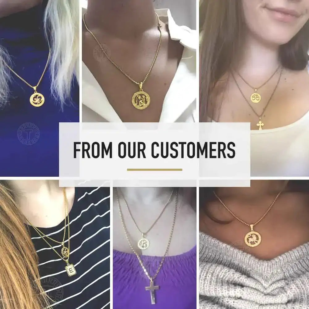 Zodiac Pendant Necklace | Gold-Filled Horoscope Necklace with 12 Signs CaRaUaNa Fashion