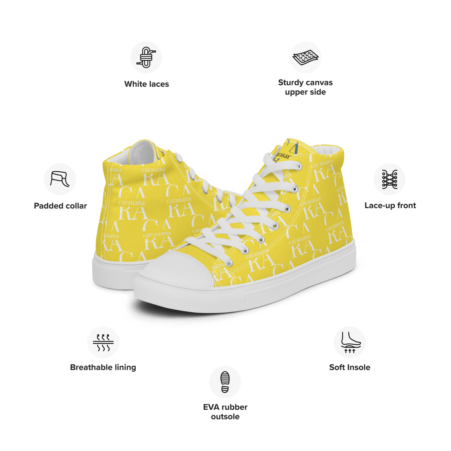 CARAUANA Hip Hop canvas shoes Yellow Branded